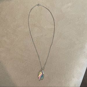 Italian blown glass leaf pendant necklace